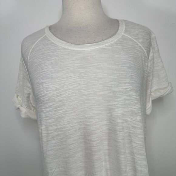 NWT Vince. White Boat Neck Short Sleeve Cotton Roll Sleeve T-Shirt Sz L MSRP $69 - Picture 4 of 15
